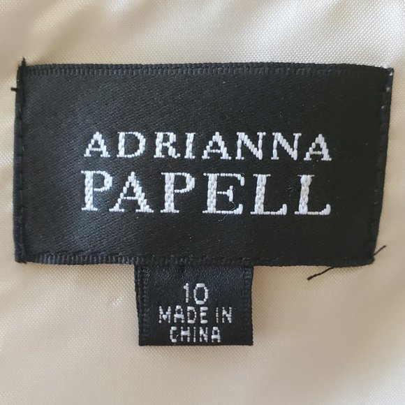 VTG Adrianna Papell Beaded Sleeveless Dress Women's 10 Rayon Ivory Lined Ruffles - Picture 2 of 15
